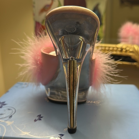 Pleaser Pink Feathered Women's Heels - Picture 7 of 16